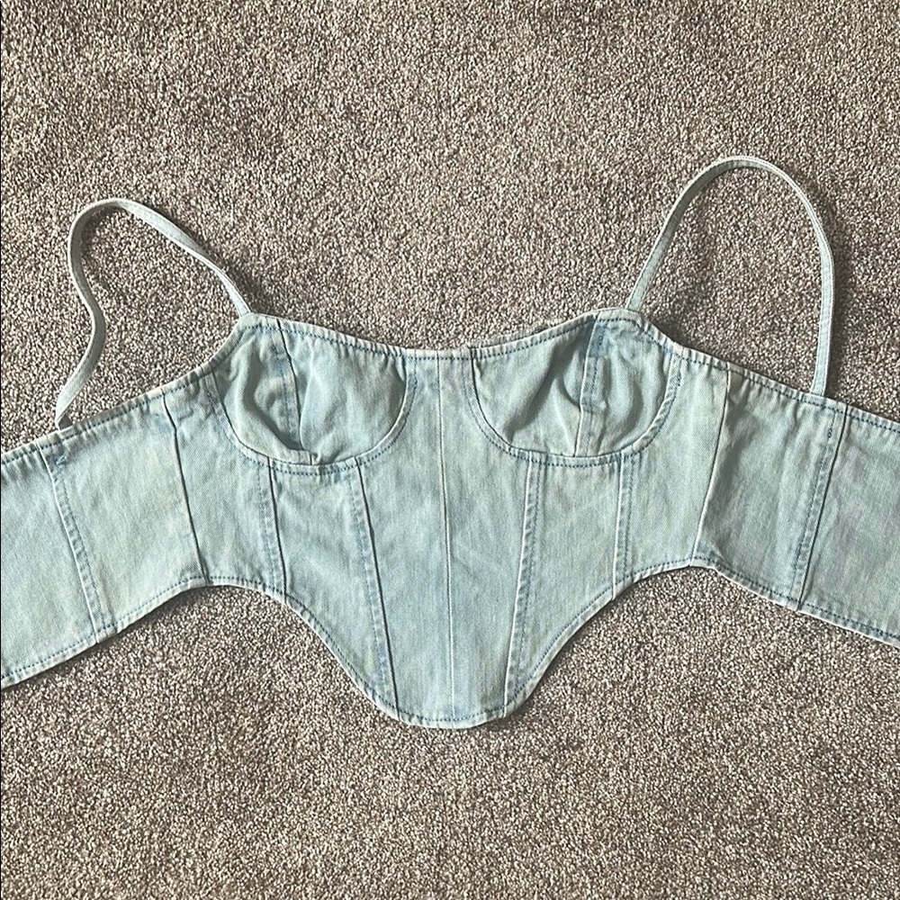 Light Blue Denim Corset Top